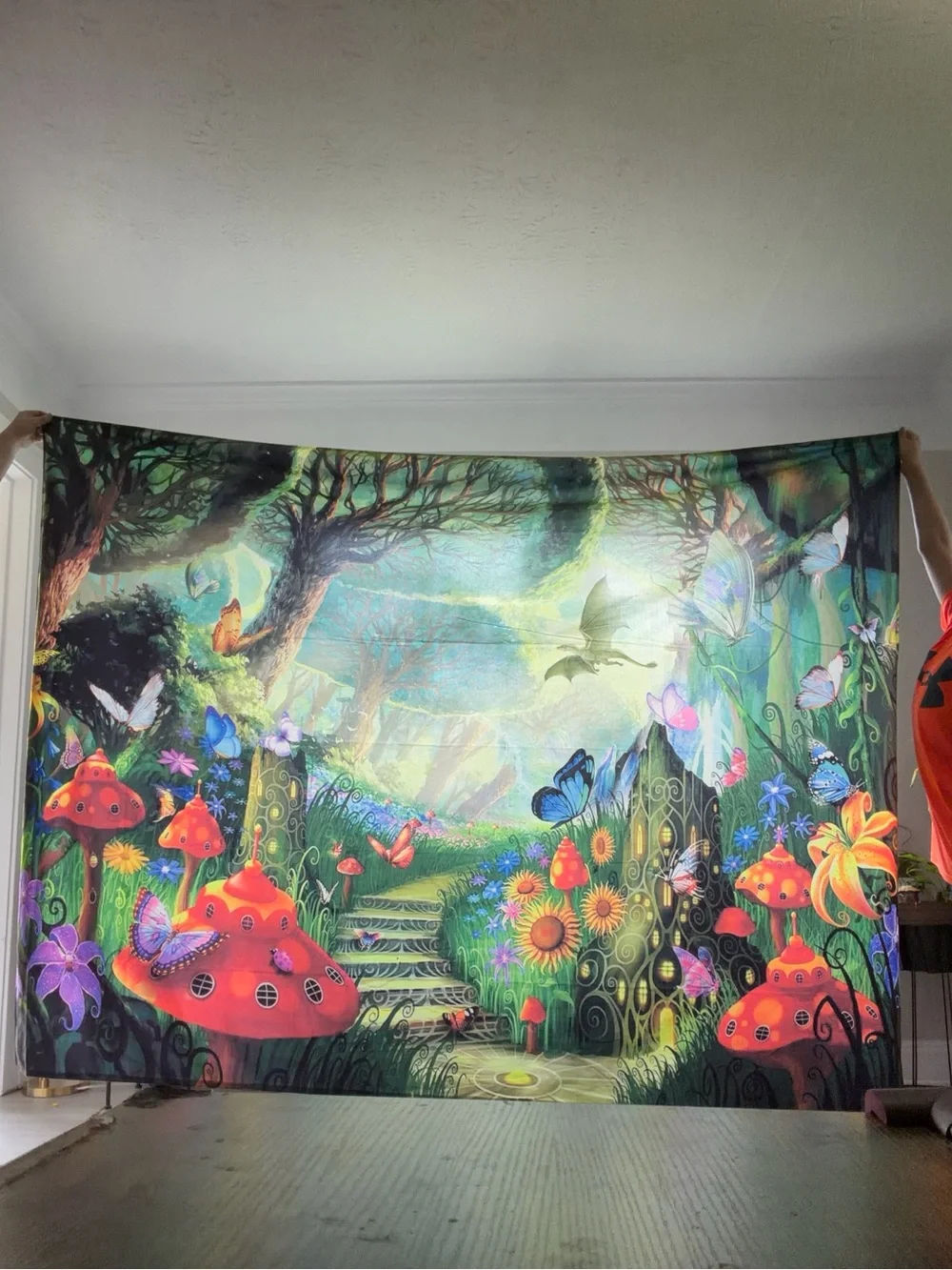 Whimsical Fantasy Forest Wall Tapestry - Vibrant Multi-Color